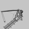Ancient Wooden Catapult Weapon With Long Arm Bucket And Support Structure 3d model