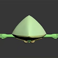 3D Stylized Green Character With Diamond Shaped Head Green Gem Star Emblem And Outstretched Arms