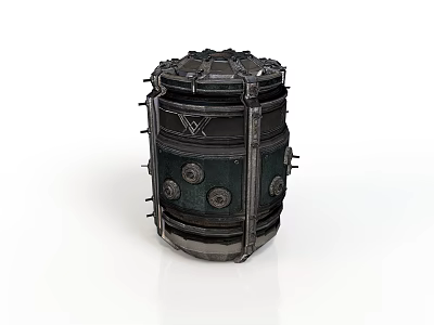 Cylindrical Industrial Equipment With Metallic Structure Multiple Bolts And Mechanical Panels 3d model