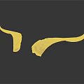 Two Natural Animal Horns With Textured Surface On Dark Background And Reflection
