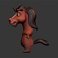 Cute Cartoon Red Pony Character With Brown Mane Standing Pose 3D Model Design 3d model