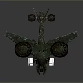 Sci Fi Vehicle Character in Game and Movie with Green Mechanical Body and Glowing Thrusters