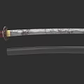 Traditional Japanese Katana Weapon With Sharp Steel Blade Red Handle And Black Sheath