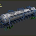 Industrial Railway Tank Car With Three Cylindrical Metallic Storage Tanks On Steel Frame