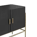 Sleek Modern Black Dresser With Gold Metal Legs And Cabinet Doors