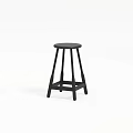 Modern Black Bar Stool With Sturdy Wooden Legs And Round Seat Design