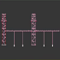 Pink Industrial Style Construction Towers And Bridge Structure With Multiple Support Columns 3d model