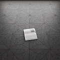Dark Wooden Floor With Intricate Geometric Parquet Pattern And Open Book On Surface