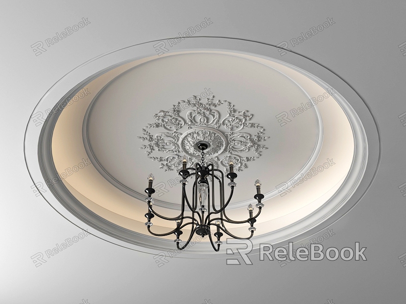 European-style French ceiling chandelier gypsum lamp panel model