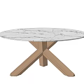 Cassinax Dining Table Marble Round Table Solid Wood Dining Table 3d model
