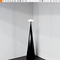 Modern Black Cone Shaped Floor Lamp With White Shade For Interior Design 3d model