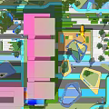 Garden Landscape Design With Colorful Buildings Water Features And Green Spaces