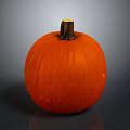 Orange Round Pumpkin As Household Decorative Item With Natural Stem And Smooth Surface