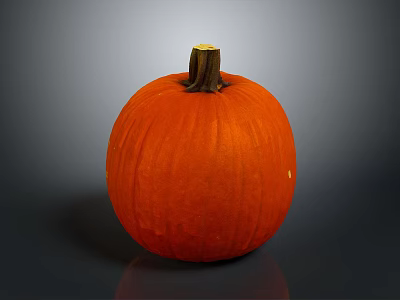 Orange Round Pumpkin As Household Decorative Item With Natural Stem And Smooth Surface 3d model