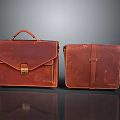 Brown Leather Briefcase and Document Bag with Handle Metal Clasp and Strap Vintage Style