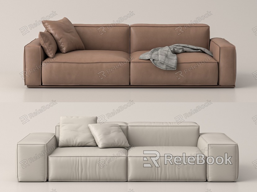 Modern Double Sofa Tofu Block Double Sofa model