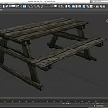 Rustic Wooden Outdoor Dining Table Set With Bench Seats And Classic Design