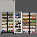 Spacious Commercial Refrigerators Freezers Stocked With Various Beverages Fresh Fruits Vegetables And Bottled Drinks