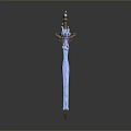 Enchanted Sword With Blue Purple Gradient Blade Ornate Hilt And Glowing Tip Design