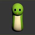 Green Cartoon Snake Character 3D Model With White Belly Black Eyes And Red Tongue