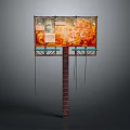 Colorful Artistic Billboard With Brown Pole Ladder Structure And Hanging Lines