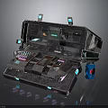 Futuristic Portable Tech Console With Modern Control Panel Digital Screen Multiple Buttons And Slots