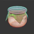 Ceramic Jar With Yellow Preserve And Cloth Lid Tied On Black Background