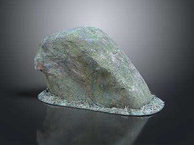 Natural Rough Textured Green Stone Decorative Piece With Surface Texture And Stable Base 3d model