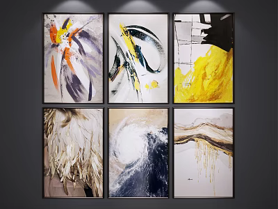 Modern Abstract Paintings Collection With Vibrant Brushstrokes And Artistic Patterns 3d model