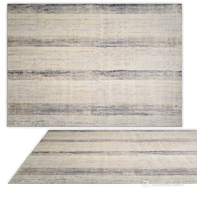 Square Striped Rug with Neutral Beige Gray Tones Modern Minimalist Design 3d model 