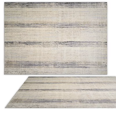 Square Striped Rug with Neutral Beige Gray Tones Modern Minimalist Design 3d model