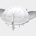 Modern Architectural Design With Unique Curved And Domed Roofs Featuring Solar Panels 3d model