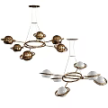 Stylish Modern Chandelier Featuring Multiple Spherical Lights And Metal Ring Frame 3d model