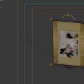 Birds In Traditional Chinese Ink Scroll Paintings With Lotus Flowers And Golden Accents