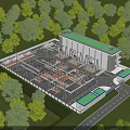 Modern Industrial Factory Building With Steel Structure Multi Story Green Surroundings And Production Equipment