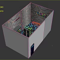 3D Rendered Computer Chassis Internal Structure With Red Circuit Lines Digital Display And Hardware Modules