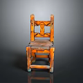 Vintage Wooden Chair With Carved Pattern On Backrest And Seat Design