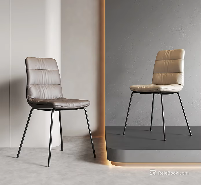 Modern Minimalist Accent Chairs With Neutral Tones Vertical Stripe And Black Metal Legs 3d model 