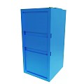 Blue Cube Shaped Equipment With Yellow Knob And Top Ventilation Slots