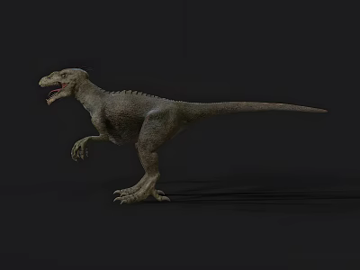 3D Rendered Reptile Dinosaur In Standing Posture With Open Mouth And Gray Background Shadow 3d model