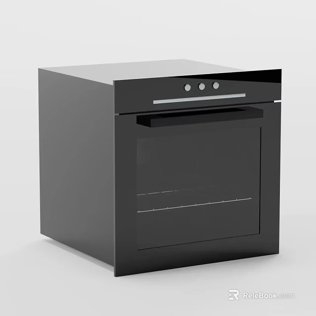 Stylish Modern Kitchen Appliance Black Oven Featuring Glass Door And Control Panel 3d model 