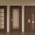 New Chinese style sliding door single door 3d model