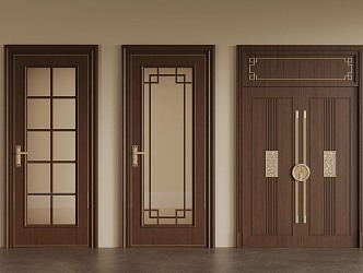 New Chinese style sliding door single door 3d model