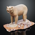Decorative Ornament Set with Bear Sculpture on Stone Base and Natural Decor Elements 3d model