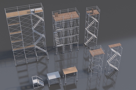 Modern Construction Site Scaffolding Climbing Frame Climbing Ladder Site Climbing Ladder 3d model