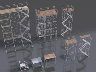 Modern Construction Site Scaffolding Climbing Frame Climbing Ladder Site Climbing Ladder 3d model