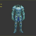 Shiny Blue Metallic Full Body Armor With Decorative Plates And Sleek Design