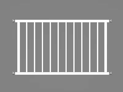 White Modern Railing Design With Vertical Slats And Metal Mounting Brackets 3d model