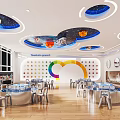 Modern Classroom Kindergarten Science and Technology Classroom Kindergarten Classroom Learning Desks and Chairs 3d model