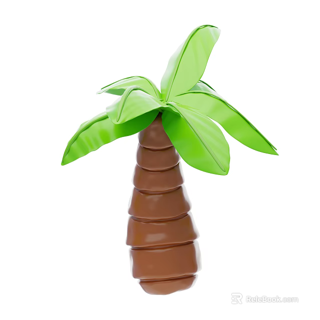 Tree Pit Design With Palm Tree Shape Brown Spiral Trunk And Green Leaves 3d model 